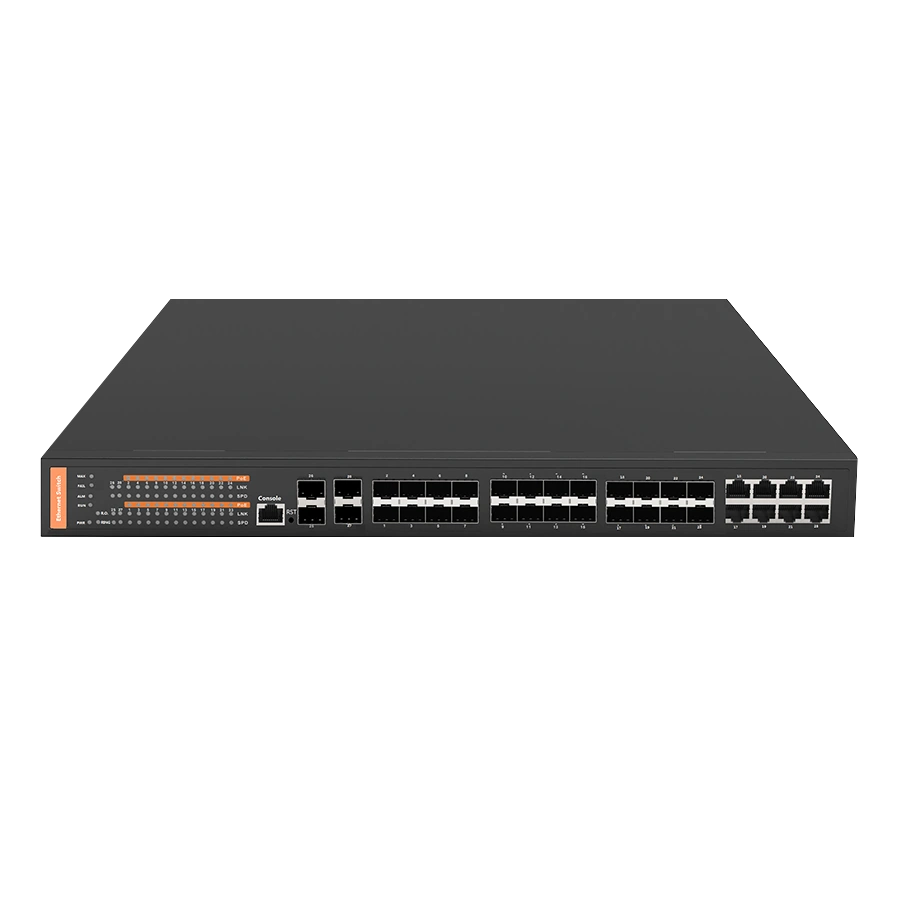 万兆三层交换机-4个万兆光口+24个千兆光口+8个千兆复用电口
